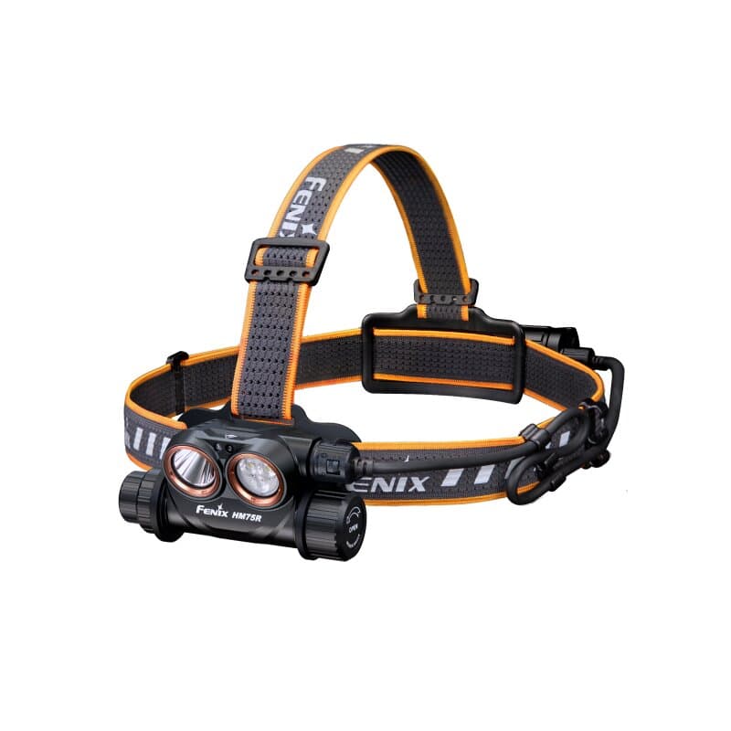 Lampe frontale LED Fenix HM75R jusqu'à 1 600 lumens, avec rallonge de puissance pour l'utilisation de deux sources d'alimentation,