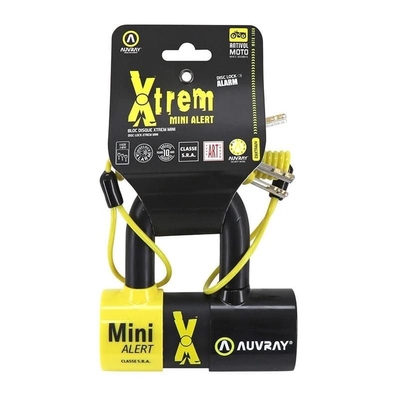 Bloque disque alarme BLOCK DISC XTREM MINI ALERT CLASSE SRA + CORDON DE RAPPEL AUVRAY
