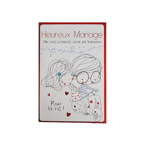 Carte De Voeux - Mariage - Pour La Vie - Rouge